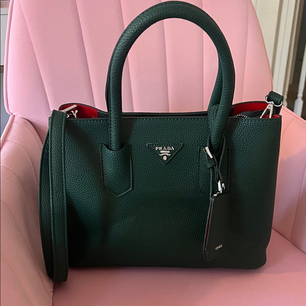 Prada Dark Green Leather Satchel